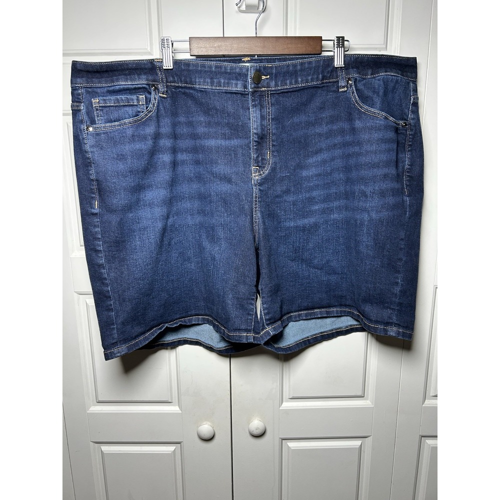 Lane Bryant Womens Plus Size 24 Girlfriend Jean Shorts Dark Jorts Stretch Denim